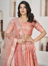 Smart Looking Lehenga Choli in Peach Colour